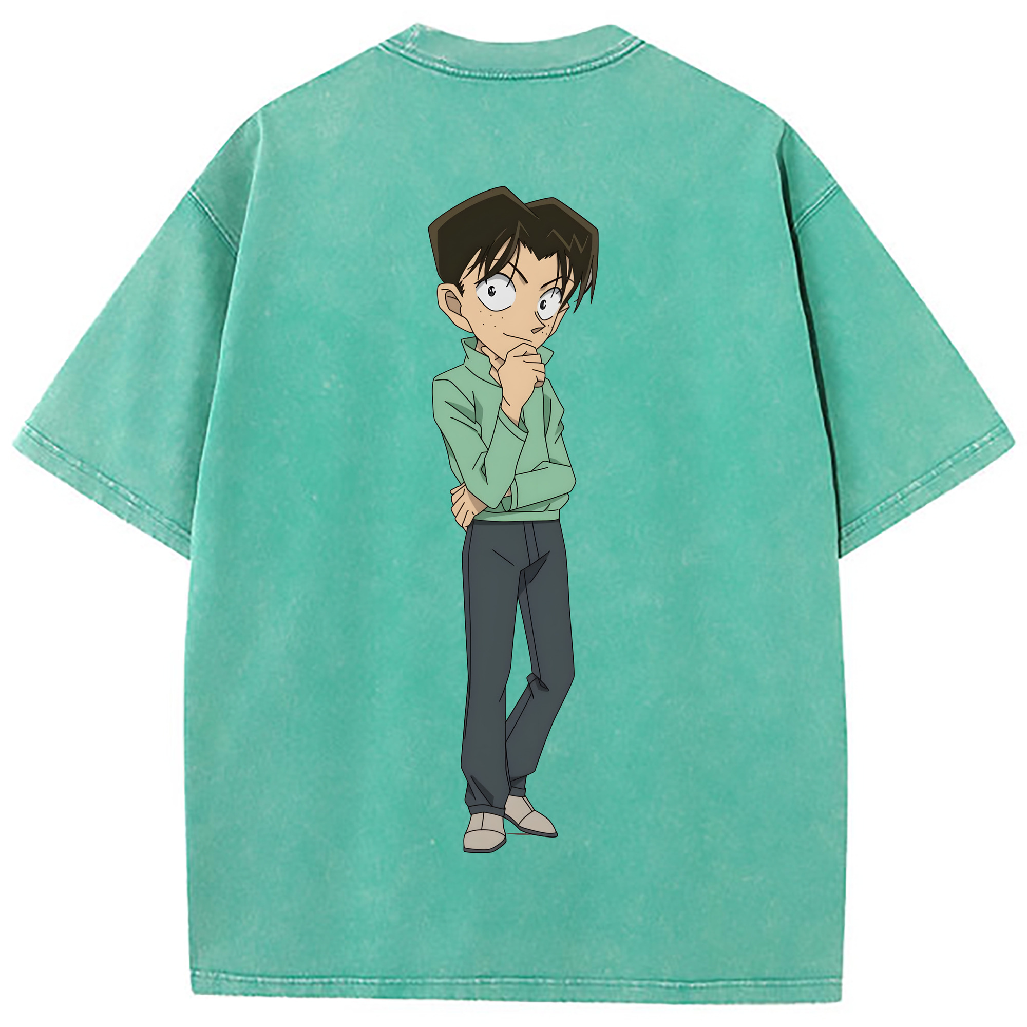 （画像用） 名探偵コナン 円谷 光彦 つぶらや みつひこ Detective Conan Mitch Tennyson 綿100% ヴィンテージ風 半袖Tシャツ（背面プリント）
